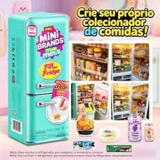 100% originais ZURU Mini Brands Refrigerador Zuru Mini Minis + 2 Cápsulas, Conjunto para Encher a Geladeira