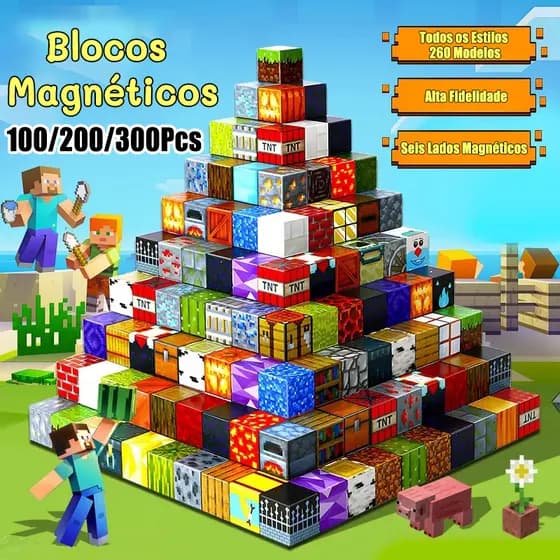 [3 Personagens Grátis] Blocos Magnéticos 100/200/300 Unidades Para Crianças Brinquedos Educativos Jogos De Montagem DIY