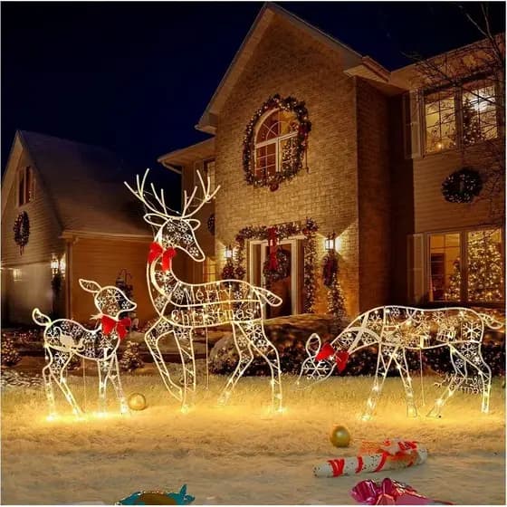3 Pçs Natal Rena Família Iluminado Cervos Decoração De Luzes LED Brilhante Casa Jardim Ao Ar Livre Ornamento