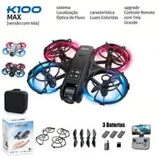 [3 Baterias] K100 Drone Neo Com Câmera 4k Full Hd Wifi Cor Black Gray