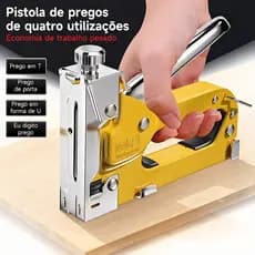 Grampeador de Tapeceiro Alta Pressão Profissional Manual + 100 Grampos Ferramentas Profissional