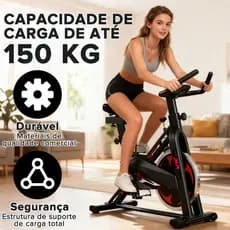 Bicicleta de Spinning Ergométrica Profissional – Suporta 150Kg Volante de Inércia 10Kg