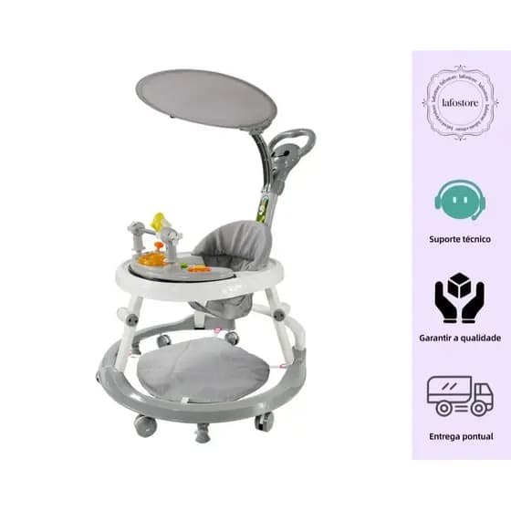 Andador Infantil Musical Menino Menina Premium Cinza