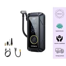 Bomba de Ar Compressor Digital Portátil com LED Encher Pneu Elétrica Portátil Sem Fio Carros Motos