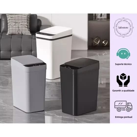Lixeira com Sensor Automático Inteligente Abre Fácil em Toque Cesto Lixo Casa Quarto Banheiro Cozinha Escritório