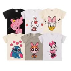 Kit Sortido 04 Blusas Femininas Estampadas do 03 ao 16 Anos Infantil Juvenil Manga Curta Menina