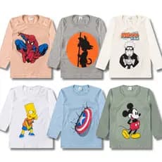 Kit 4 Camisetas Manga Longa Masculina/Menino Estampada Infantil Juvenil Meia Estação Cotton do 3 ao 16