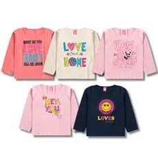 Kit Sortido Blusas Manga Longa Coleção Feminina/Menina Estampada Infantil - Meia Estação