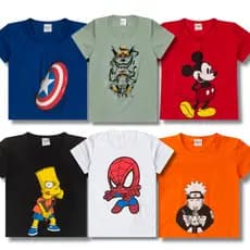Kit Sortido 4 Camisetas Manga Curta Estampadas Masculino/Menino Infantil Juvenil Verão do 3 ao 16