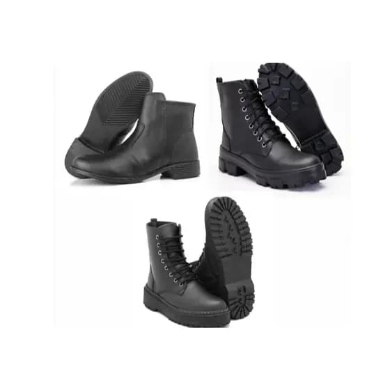 Bota feminina sola reta cano médio+ Botina feminina cano pequeno+ Bota feminina tratorado cano médio