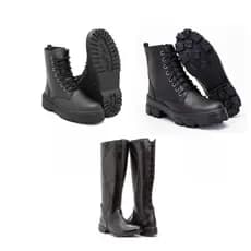 Bota cano alto feminina preta+ bota feminina sola reta preta+ bota feminina tratorado preta