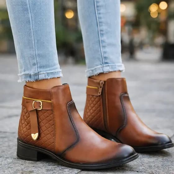 Bota Coturno Feminino Cano Curto Com Zíper Lateral