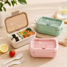 Lancheira Hermética com Divisórias e Talheres Porta Alimentos Livre de BPA 800ml Portátil
