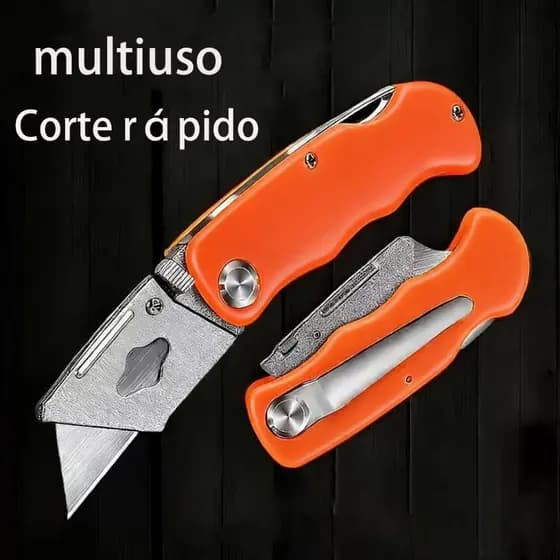 Estilete de Segurança Profissional Trapezoidal e Dobrável – Reforçado 15.5cm Dobrável Multiuso