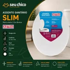 Assento Sanitário ALMOFADADO SLIM OVAL ASTRA Universal Banheiro Tampa de Vaso Antibactericida