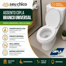 Assento Sanitário CIPLA  Pop Branco Confortavel Banheiro Tampa de Vaso Sanitario