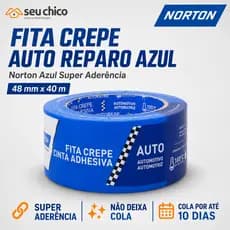 Fita Crepe Para Pintura Azul 48mm X 40m NORTO AZUL SUPER ADERENCIA Auto Reparo Imobiliária Atacado