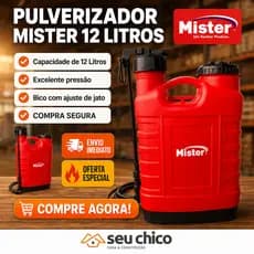 Pulverizador 12 LITROS MISTER Bomba Veneno Costal Manual Capacidade  Reforçado
