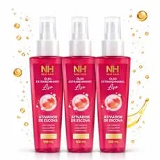 Kit 03 Óleo NH New Hair Liso 100ml Finalizador Capilar Brilho Maciez e Controle Frizz