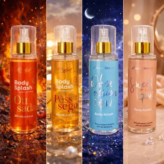 Kit 04 Body Splash Belkit Feminino200 ML Cítricos Cheiro de Frutas