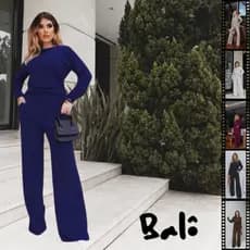 Conjunto Feminino em Lãzinha Premium com Blusa Manga Longa e Calça Pantalona com Bolsos