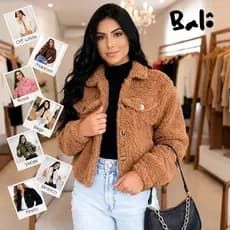 Casaco Teddy Cropped Feminino Peluciado Premium Com Botões Moda Inverno Manga Longa