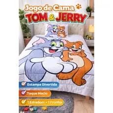 Edredom Solteiro Infantil 2 Peças Tom & Jerry | Macio, Confortável e Divertido