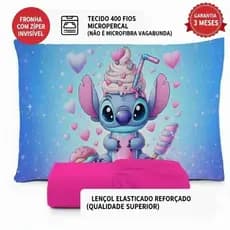 JOGO DE LENÇOL INFANTIL SOLTEIRO MICROPERCAL 200 FIOS FRONHA COM ZIPER SOLTEIRO MILKSHAKE CORAÇÃO