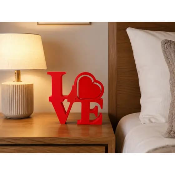 Love Coração Decorativo Escultura 3D em PLA Vermelho 13cm Decoração Romântica Dia dos Namorados + Brinde Surpresa