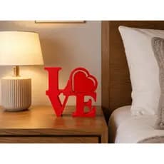 Love Coração Decorativo Escultura 3D em PLA Vermelho 13cm Decoração Romântica Dia dos Namorados + Brinde Surpresa
