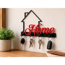 Porta Chaves de Parede Modelo Home com 4 Ganchos Decorativo para Residência