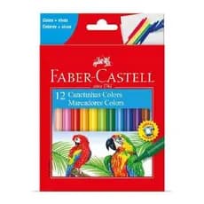 Caneta Hidrográfica Faber-Castell Colors 12 Cores Lavável Escolar Original