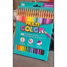 Lápis de Cor Multicolor 36 Cores Sextavado Escolar Original Madeira
