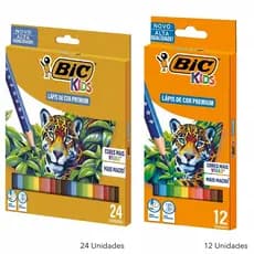 Lápis de Cor BIC Evolution Original 12 ou 24 Cores Sextavado Escolar Desenho Colorir Estojo Resistente