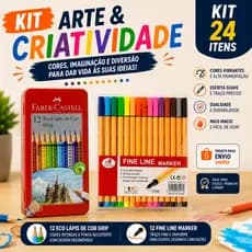 Kit Faber-Castell Grip 12 Cores + Canetas Fine Line 12 Cores Original Lettering Escolar