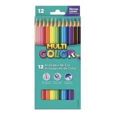 Lápis de Cor Multicolor Ecolápis 12, 24 ou 36 Cores Escolar Sextavado Original Madeira Reflorestada