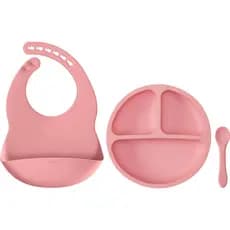 Kit Refeição Em Silicone Rosa