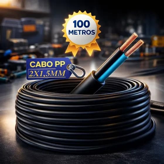 1 Rolo de Cabo PP 2x1,5mm Fio Flexivel  100metros - 50mt - 30mt