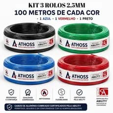 300metros 3 rolos Fio 1x2,5mm  Cabo Flexivel - 100 metros de cada