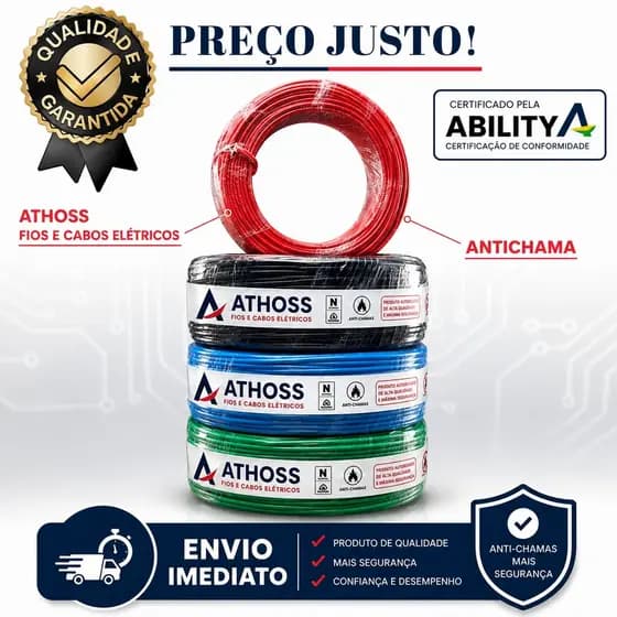 300metros 1x2,5mm  3 rolos Cabo Flexivel Fio - 100 metros de cada CERTIFICADO ABILITY