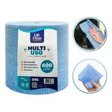 Pano Multiuso Life Clean Rolo 240m Microfibra Perfex 600pano Cor Azul
