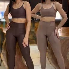 Kit 2 Conjunto de Academia Feminino Calça + Top com Zero Transparência e  Alta Compressão