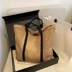 Bolsa de palha Bolsa de praia Bolsa de ombro Casual Simples Versátil