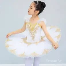 Vestido de Balé Rosa para Meninas, Saia de Tule, Roupas de Dança Infantil, Fantasia para Apresentação, TUTU de Prince