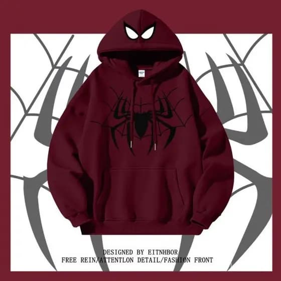 [ M-8XL ] Moletom Retro Americano com Estampa de Aranha para Moda Masculina, Cardigã Solto Unissex