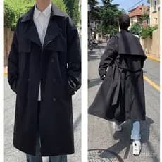 Novo Casaco de Primavera 2024 para Homens, Trench Coat Estilo Streetwear, Corta-Vento, Casaco Masculino Sólido, Casual d