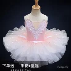 ◆     Vestido de Balé Feminino, Saia Tutu, Fantasia de Princesa Cisne Pequeno para Dança Infantil