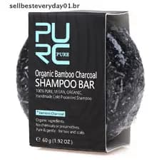 Sabonete em Barra de Carvão de Bambu para Desintoxicação e Limpeza Capilar, Shampoo para Cabelos Pretos.