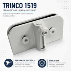 Trinco 1519 para porta de vidro blindex, sem nucleo, dois furos.