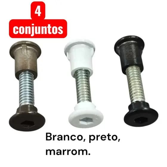Conjunto parafusos para peça/ferragem de vidro, kit com 4 conjuntos. BRANCO PRETO OU MARROM.